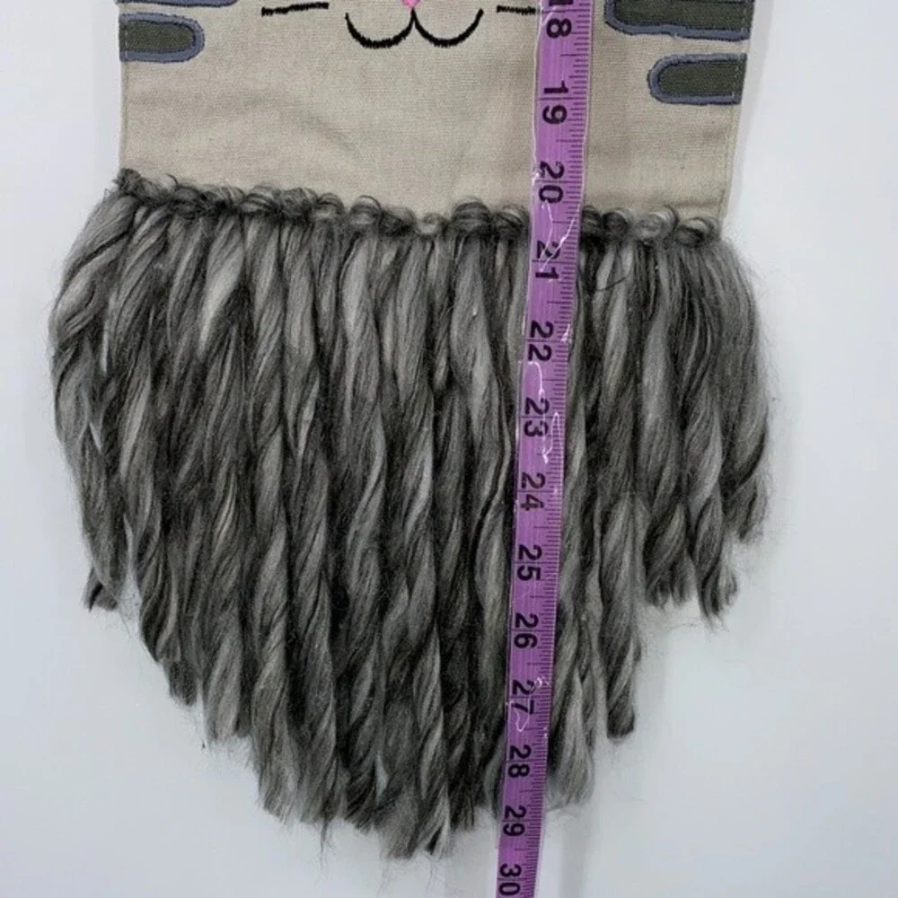 CAT Wall Hanging Textured Animal Natural Room Decor Gray Kitten Wall Art boho
